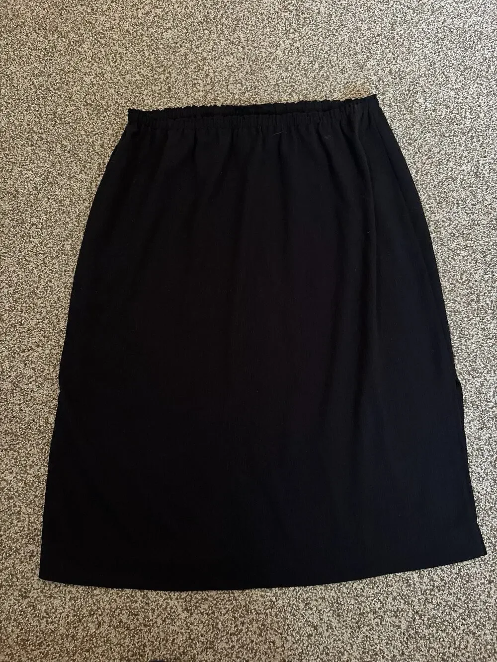 Vintage 90s Kathie Lee Black Crinkle Maxi Skirt Side Slit Minimalist Boho 18/20W